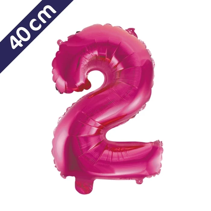 Cijferballon - roze - cijfer 2 - 40 cm