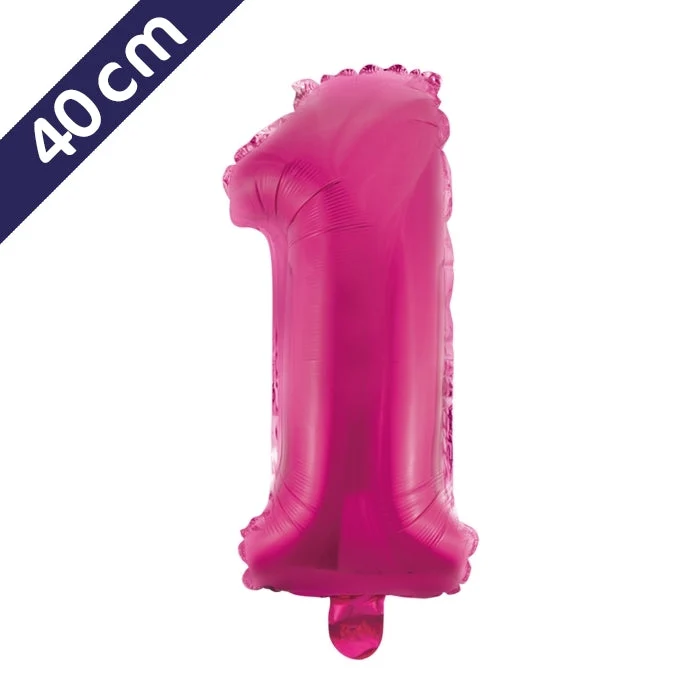 Cijferballon - roze - cijfer 1 - 40 cm