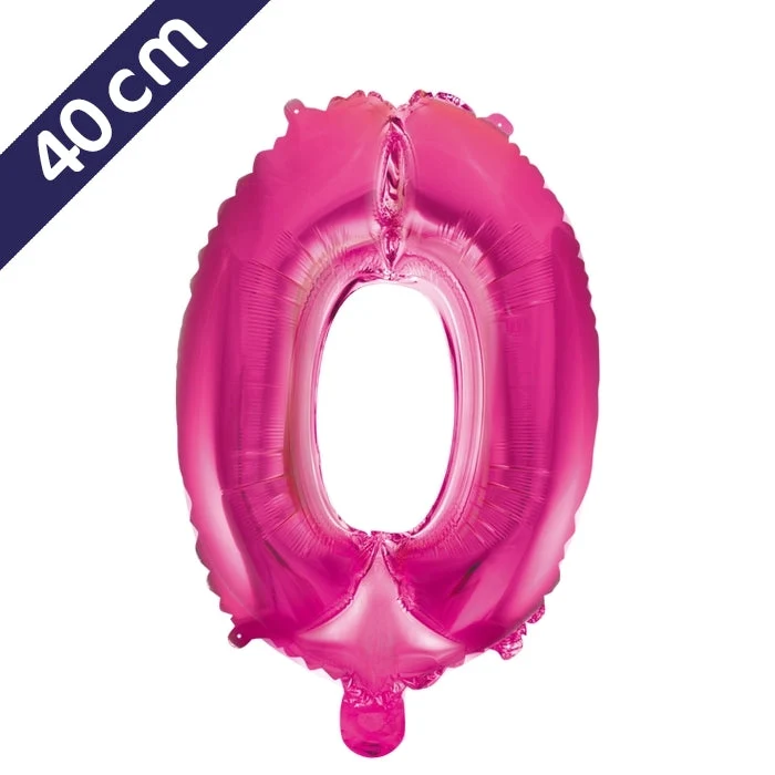 Cijferballon - roze - cijfer 0 - 40 cm
