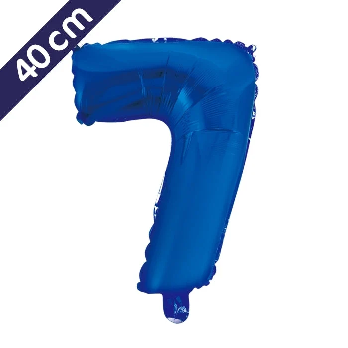 Cijferballon - blauw - cijfer 7 - 40 cm