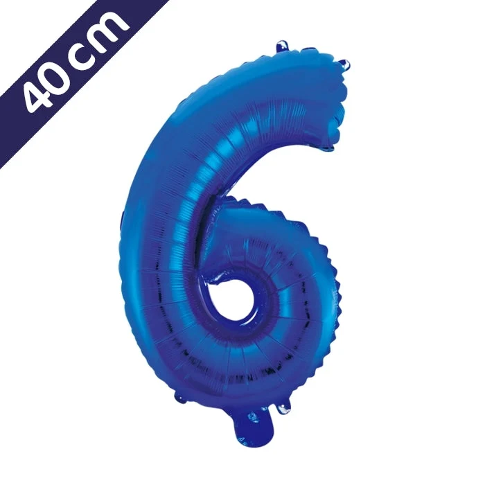 Cijferballon - blauw - cijfer 6 - 40 cm