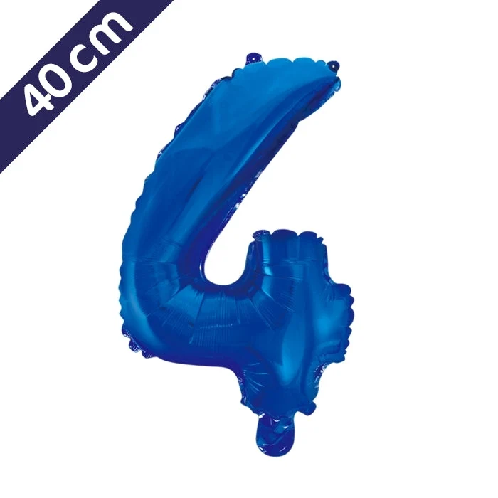 Cijferballon - blauw - cijfer 4 - 40 cm