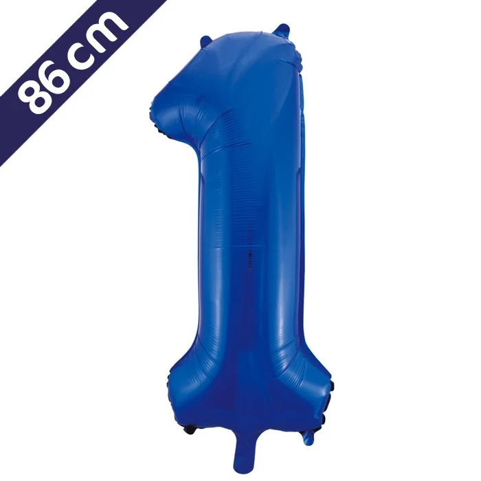 Cijferballon - blauw - cijfer 1 - 86 cm