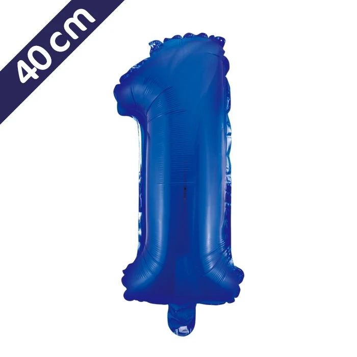 Cijferballon - blauw - cijfer 1 - 40 cm