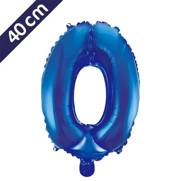 Cijferballon - blauw - cijfer 0 - 40 cm