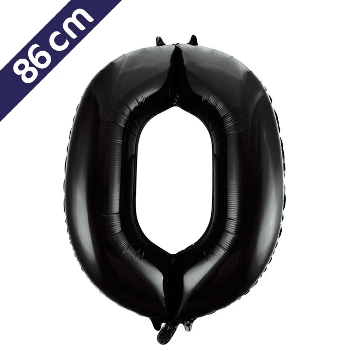 Cijferballon - zwart - cijfer 0 - 86 cm