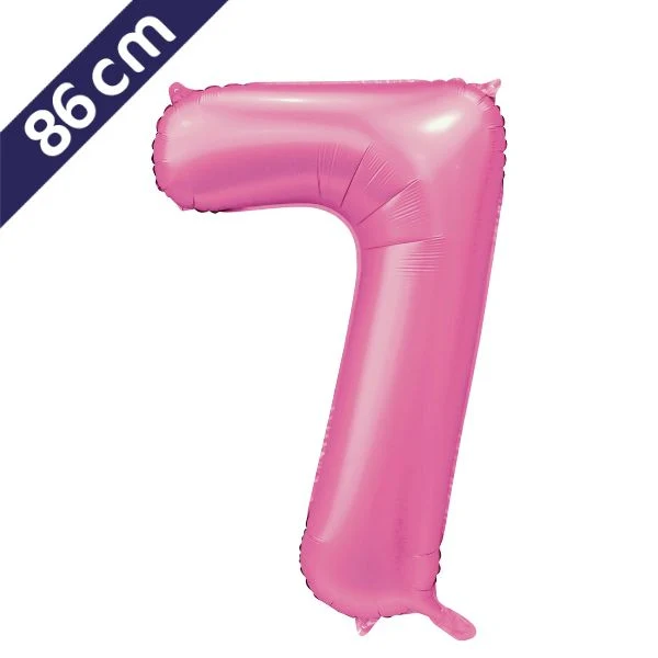 Cijferballon - satijn roze - cijfer 7 - 86 cm