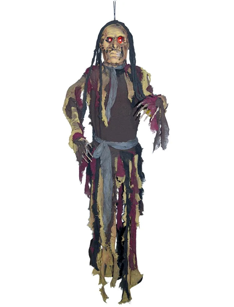 Zombie skelet hangdecoratie 160 cm met rode ogen