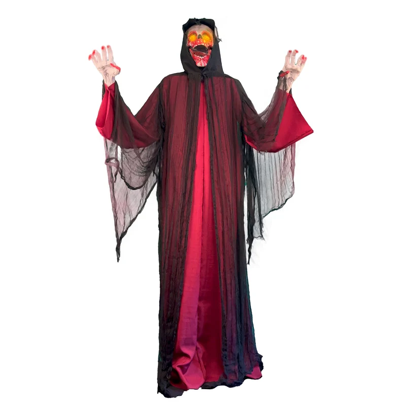 Halloween decoratiepop 210 cm met licht en geluid rood zwart