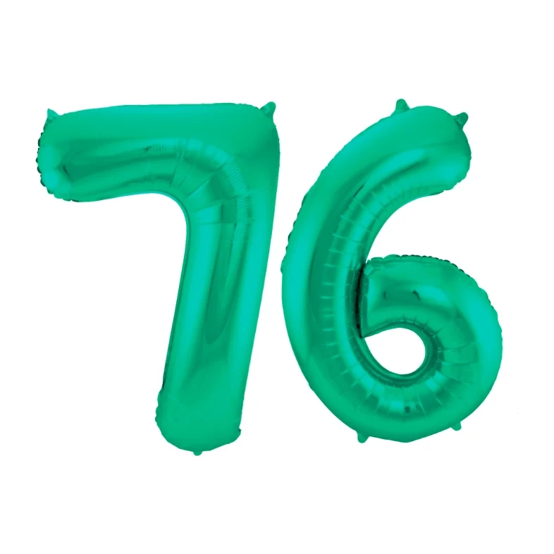 Folieballon 76 jaar metallic groen 86cm