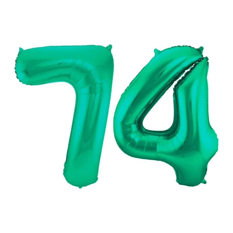 Folieballon 74 jaar metallic groen 86cm