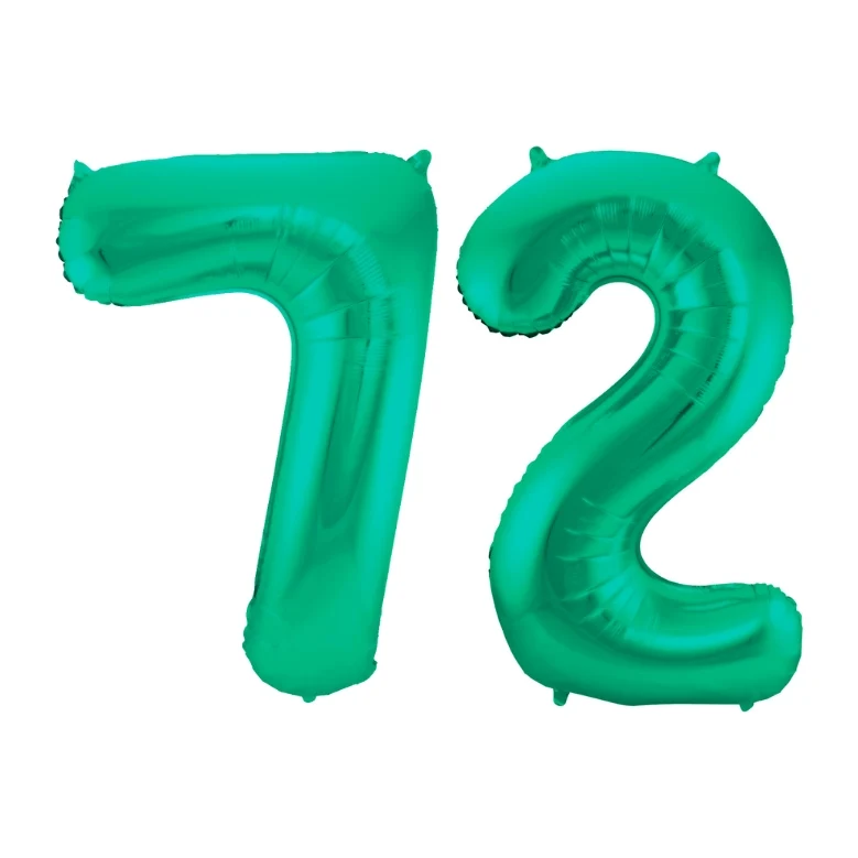 Folieballon 72 jaar metallic groen 86cm