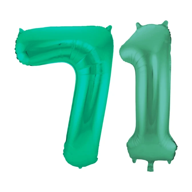 Folieballon 71 jaar metallic groen 86cm