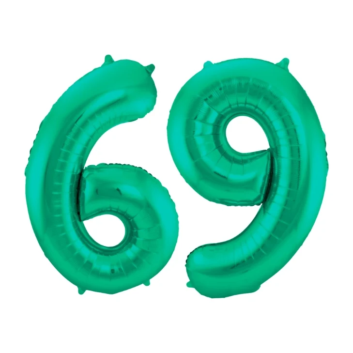 Folieballon 69 jaar metallic groen 86cm