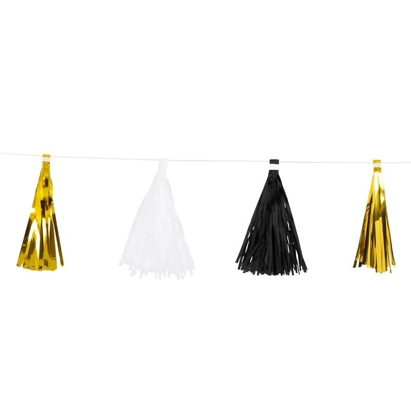 Tasselslinger Graduation goud/wit/zwart (300cm)