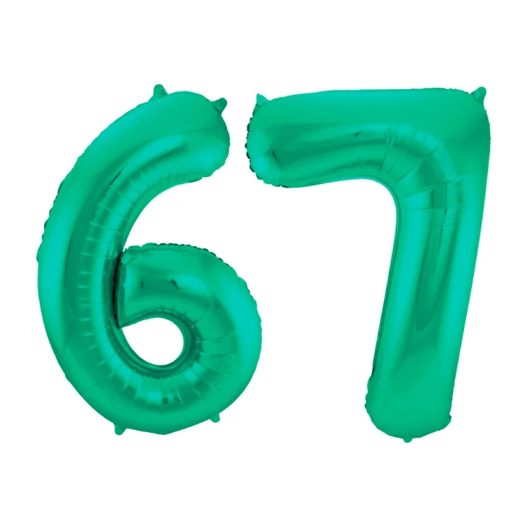 Folieballon 67 jaar metallic groen 86cm