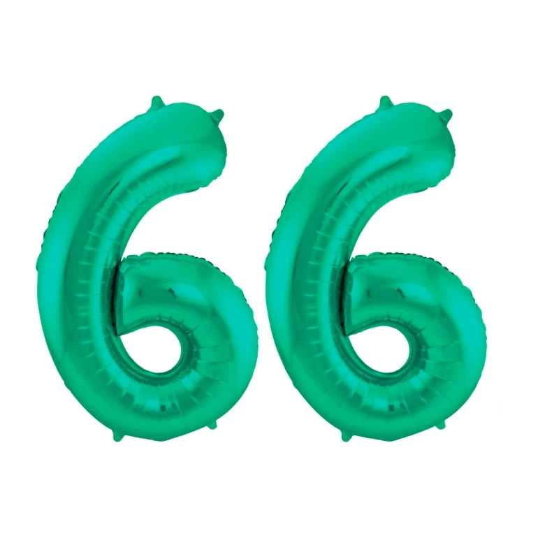 Folieballon 66 jaar metallic groen 86cm
