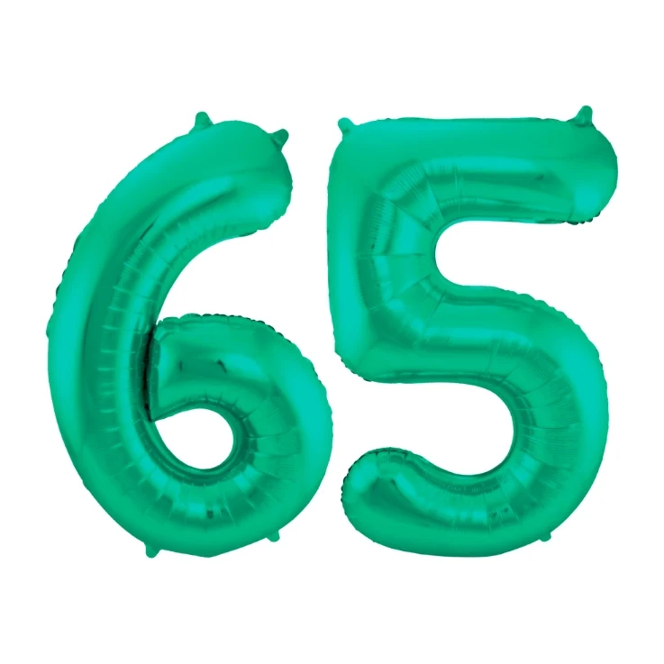 Folieballon 65 jaar metallic groen 86cm