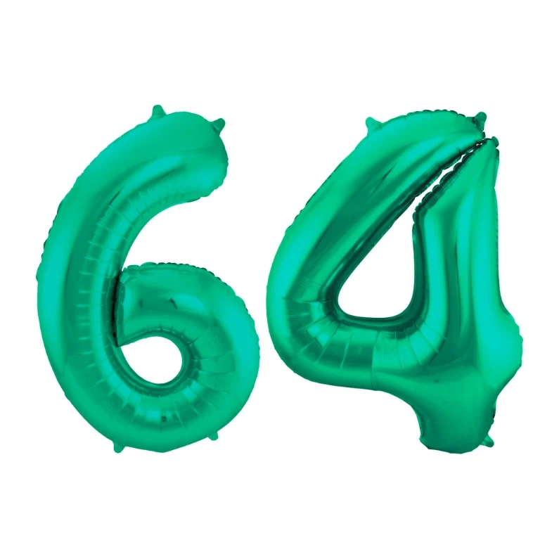 Folieballon 64 jaar metallic groen 86cm