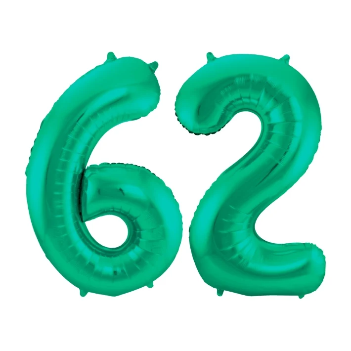 Folieballon 62 jaar metallic groen 86cm