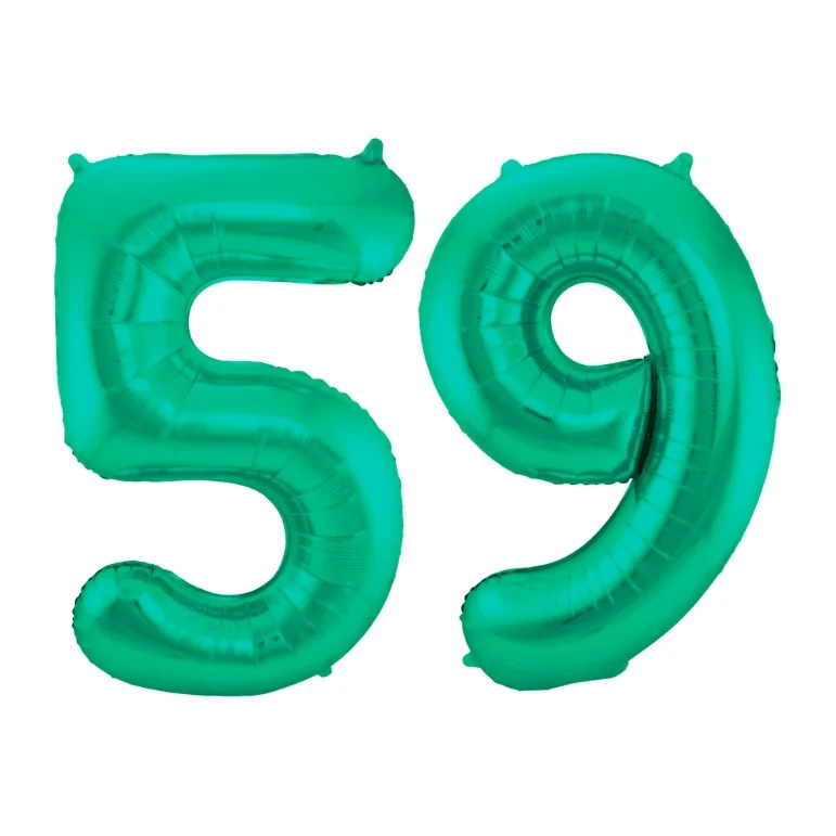 Folieballon 59 jaar metallic groen 86cm