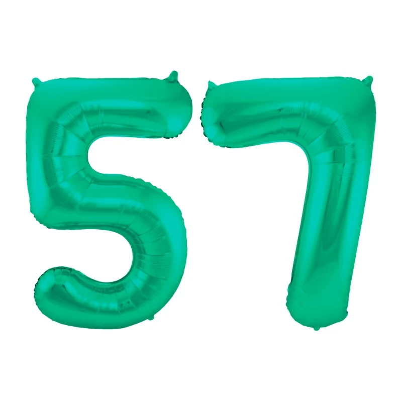 Folieballon 57 jaar metallic groen 86cm
