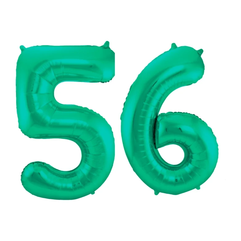Folieballon 56 jaar metallic groen 86cm