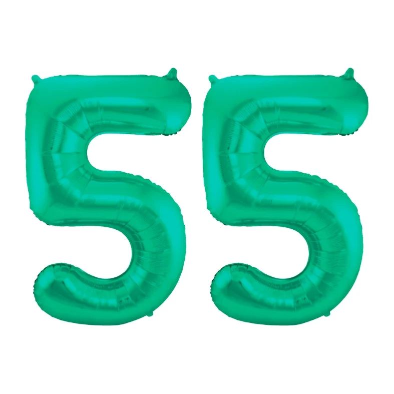 Folieballon 55 jaar metallic groen 86cm