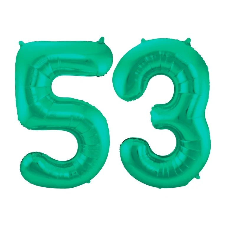 Folieballon 53 jaar metallic groen 86cm