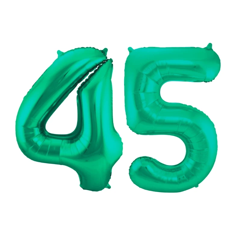 Folieballon 45 jaar metallic groen 86cm
