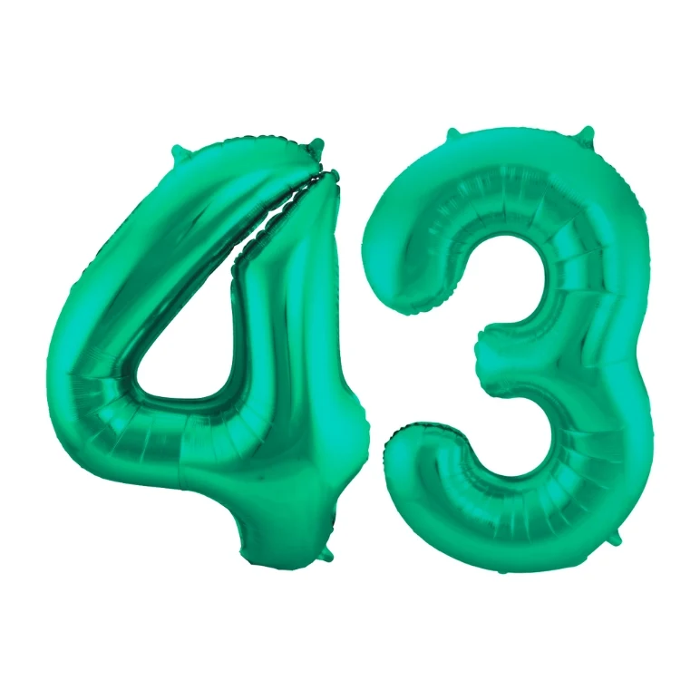 Folieballon 43 jaar metallic groen 86cm