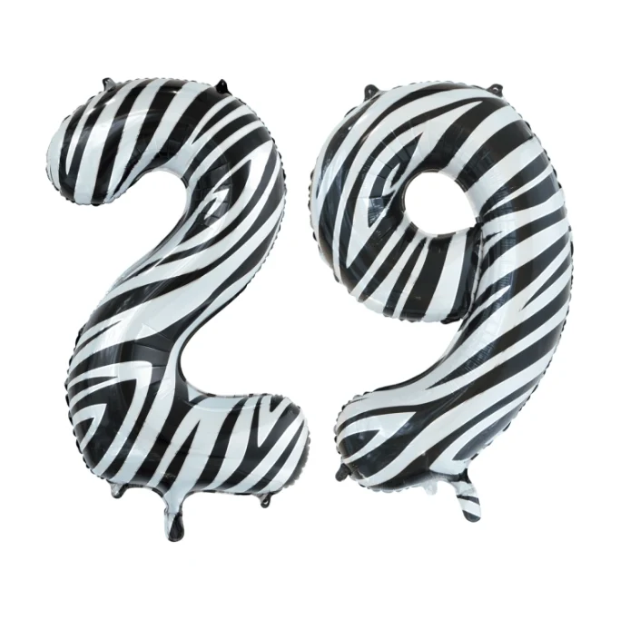 Folieballon 29 jaar zebra 86cm