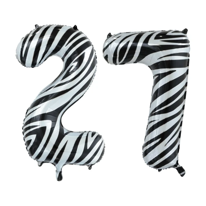 Folieballon 27 jaar zebra 86cm