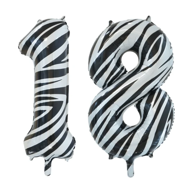 Folieballon 18 jaar zebra 86cm