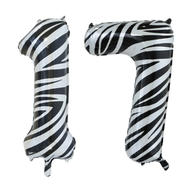 Folieballon 17 jaar zebra 86cm