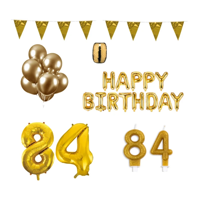 84 jaar Verjaardag Versiering Pakket Goud