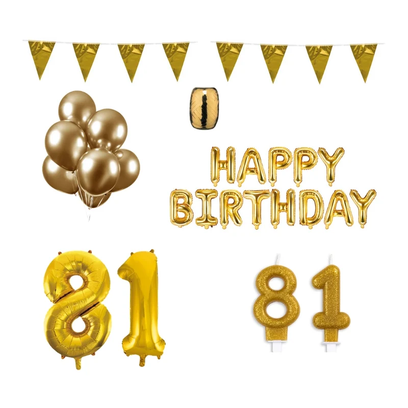 81 jaar Verjaardag Versiering Pakket Goud