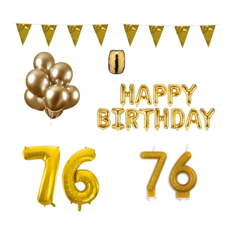 76 jaar Verjaardag Versiering Pakket Goud