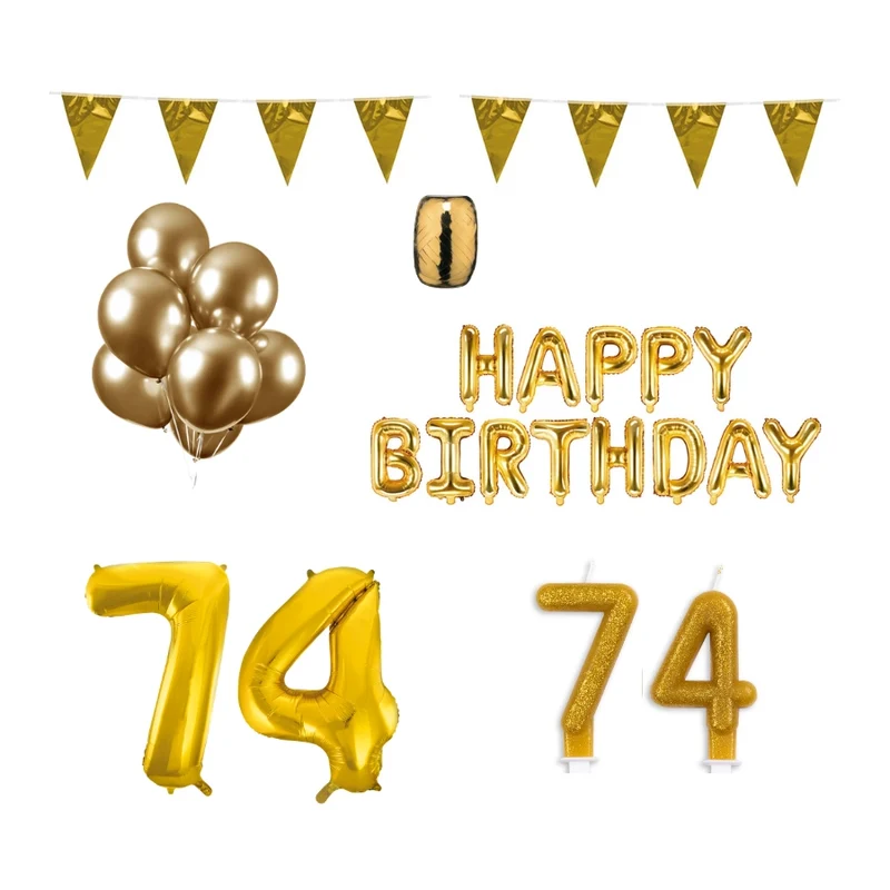 74 jaar Verjaardag Versiering Pakket Goud