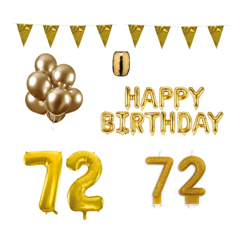 72 jaar Verjaardag Versiering Pakket Goud