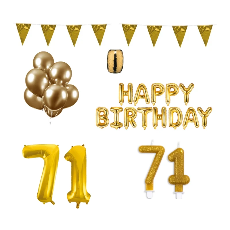 71 jaar Verjaardag Versiering Pakket Goud