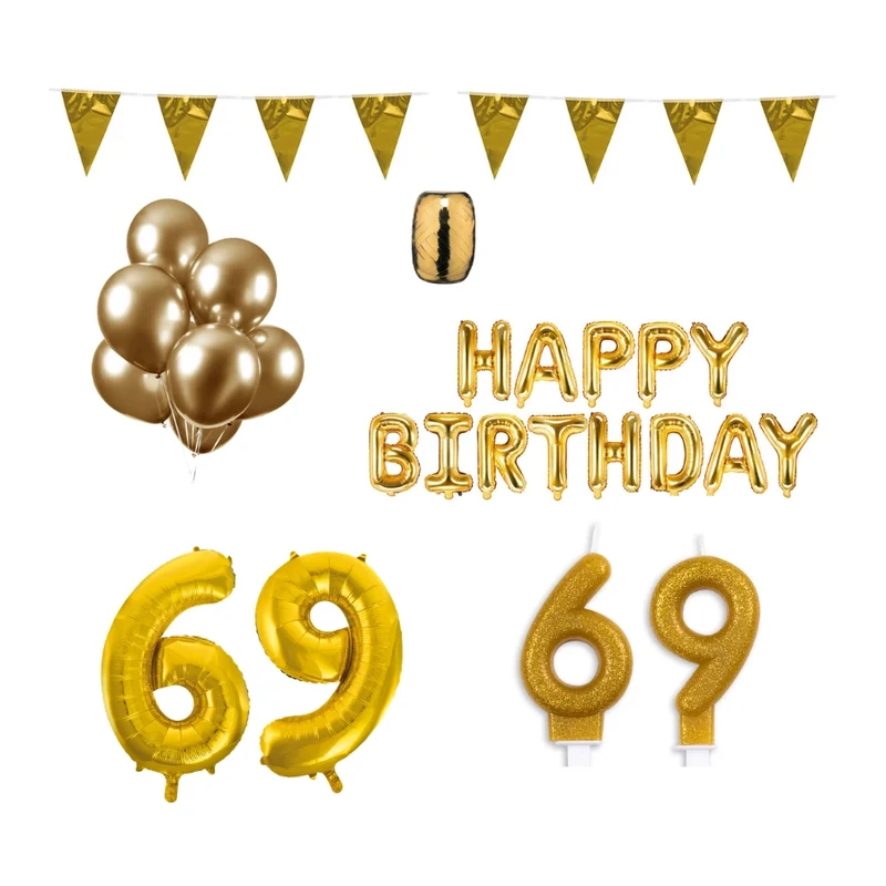 69 jaar Verjaardag Versiering Pakket Goud