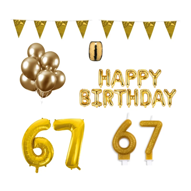 67 jaar Verjaardag Versiering Pakket Goud