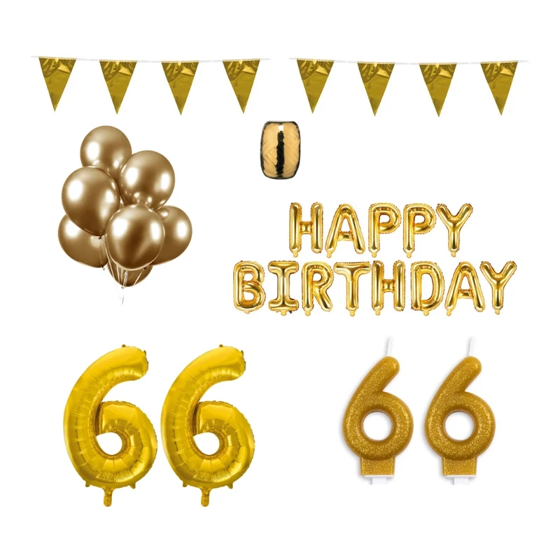 66 jaar Verjaardag Versiering Pakket Goud