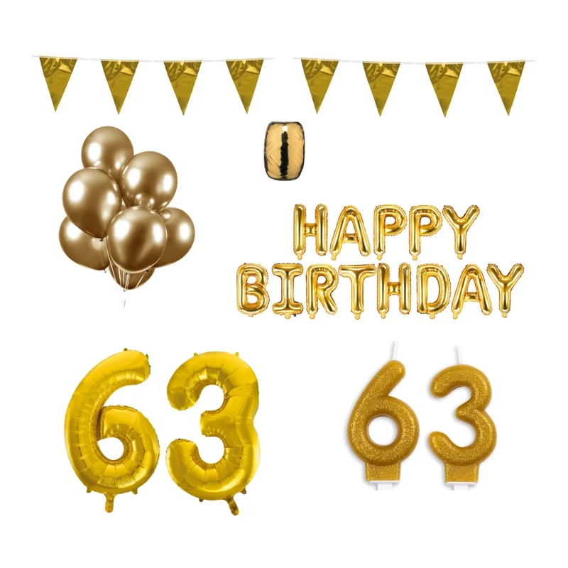 63 jaar Verjaardag Versiering Pakket Goud