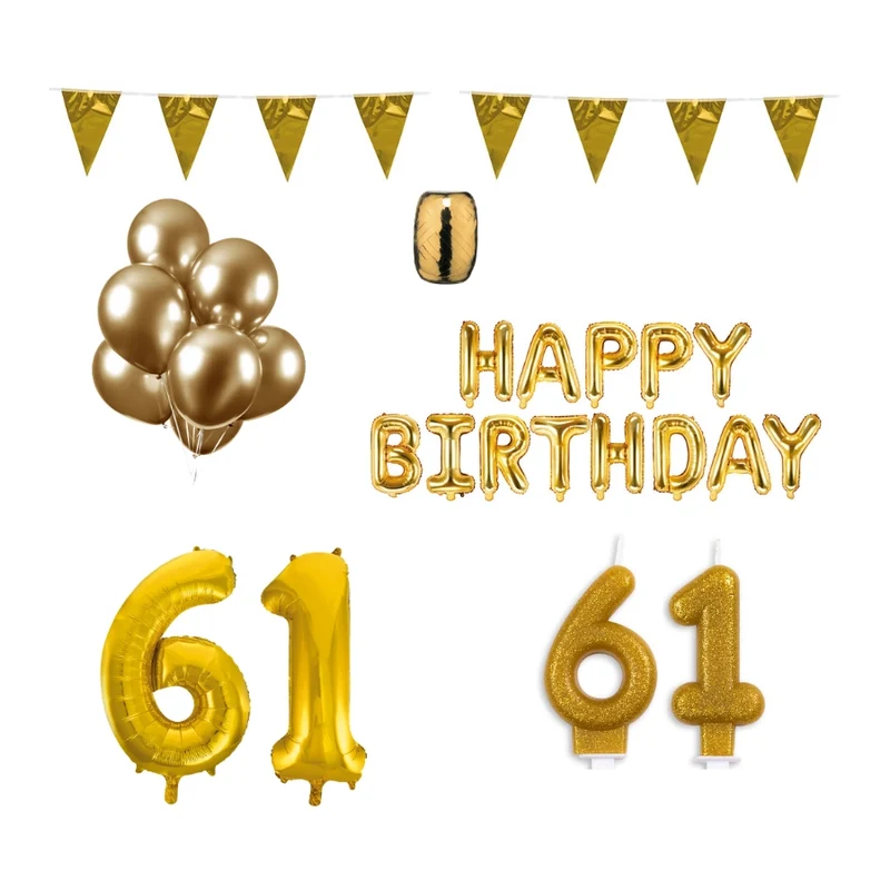 61 jaar Verjaardag Versiering Pakket Goud