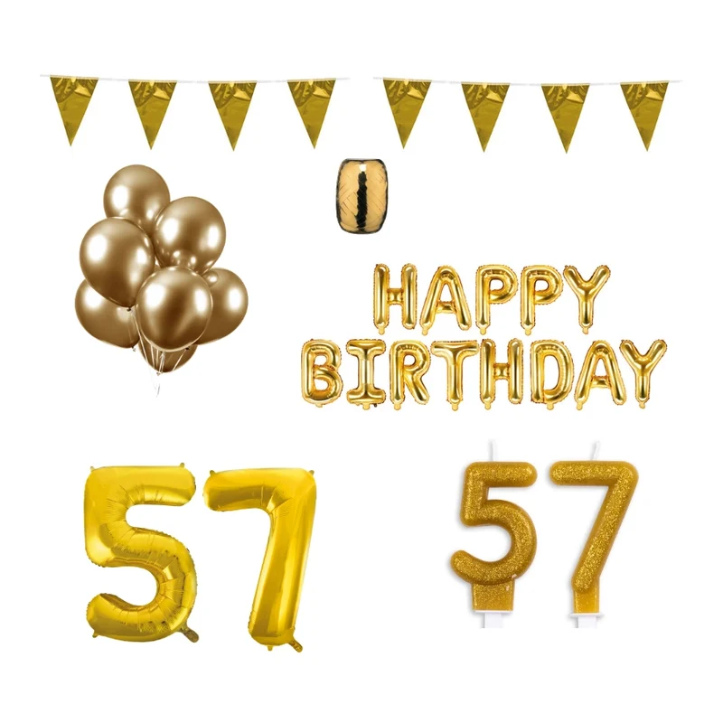 57 jaar Verjaardag Versiering Pakket Goud