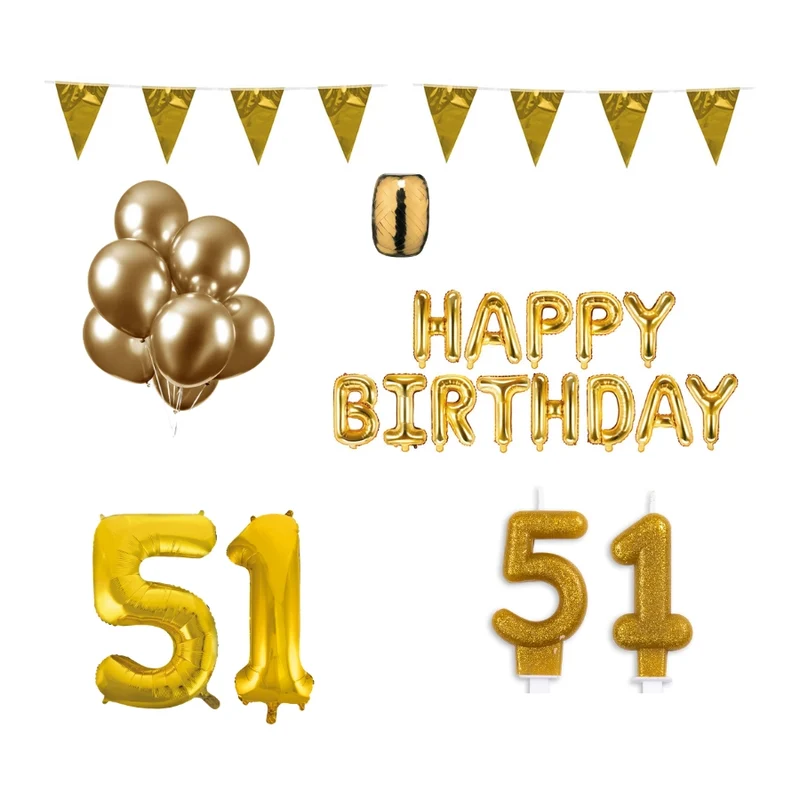 51 jaar Verjaardag Versiering Pakket Goud