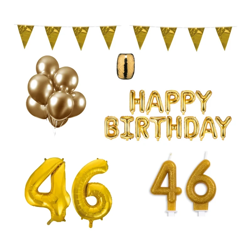46 jaar Verjaardag Versiering Pakket Goud