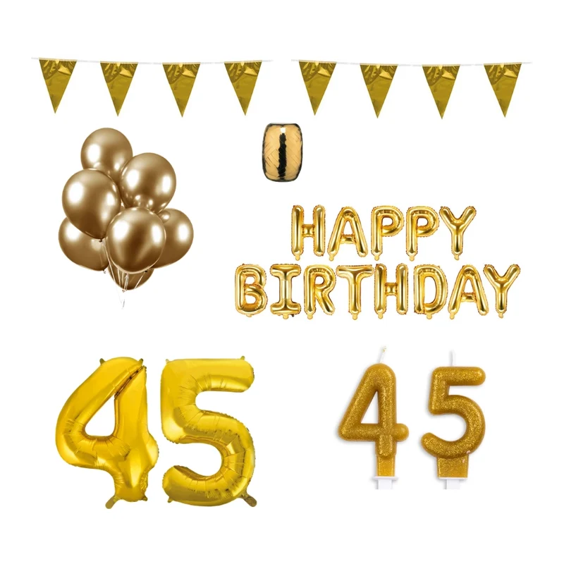 45 jaar Verjaardag Versiering Pakket Goud